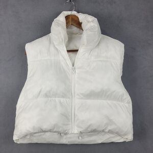 Anna-Kaci White Puffer Vest Women’s Large Zip‎ Up Winter Quilted Jacket